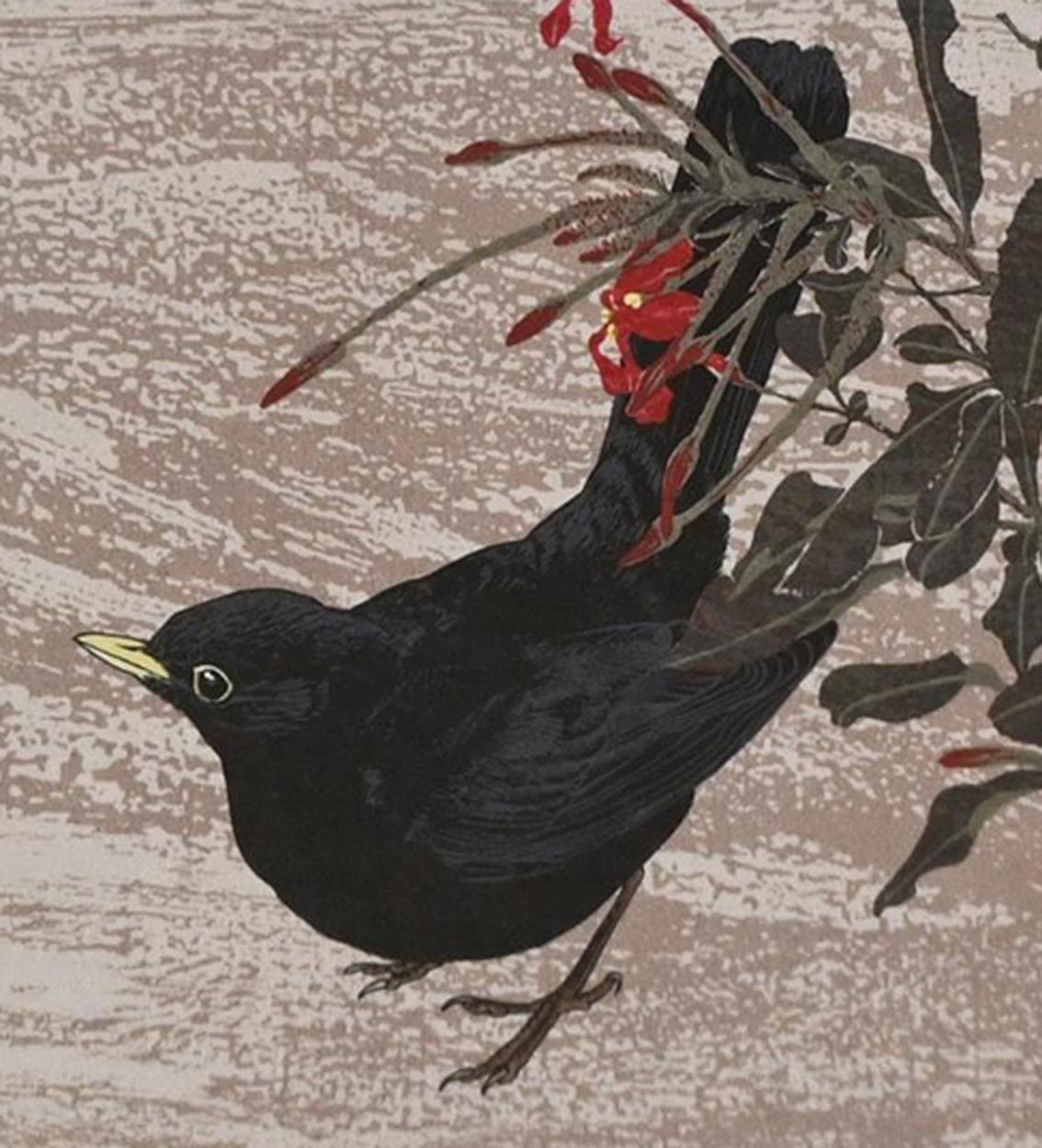 James Williamson-Bell (1938-2010), Blackbird, Dated 1980, Woodcut Limited Edition 18/50.

James Williamson Bell was a native of Wallsend, Newcastle and began his working life in the Tyneside ship-building industry. Working as a draughtsman at Swan