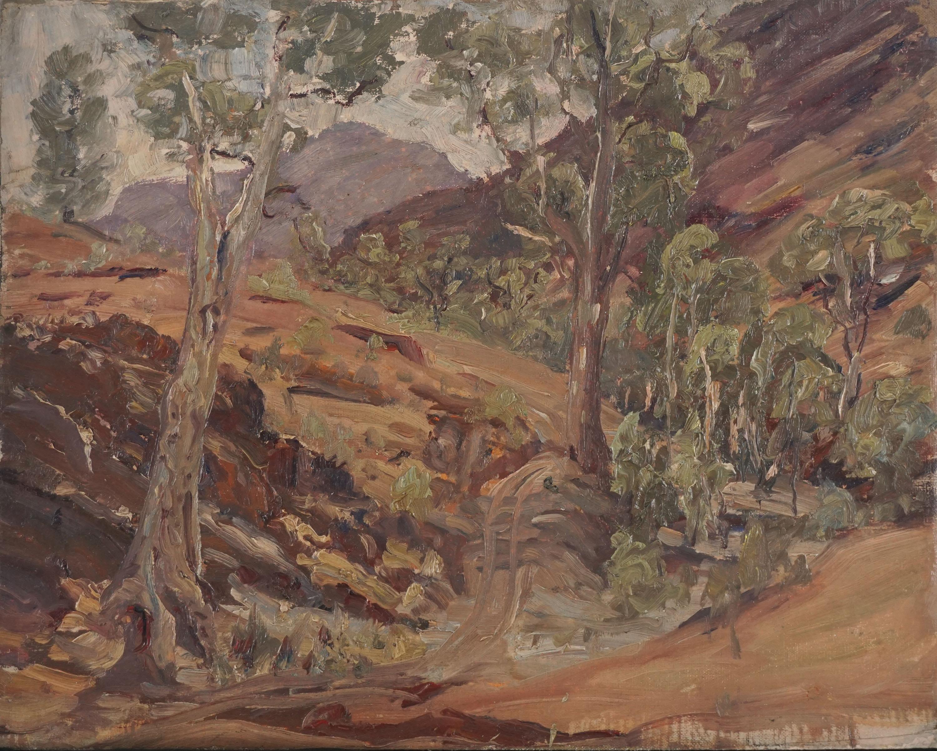 Landscape Painting James Wilmot -  Paysage australien du milieu du siècle dernier - Hautes collines de Melbourne