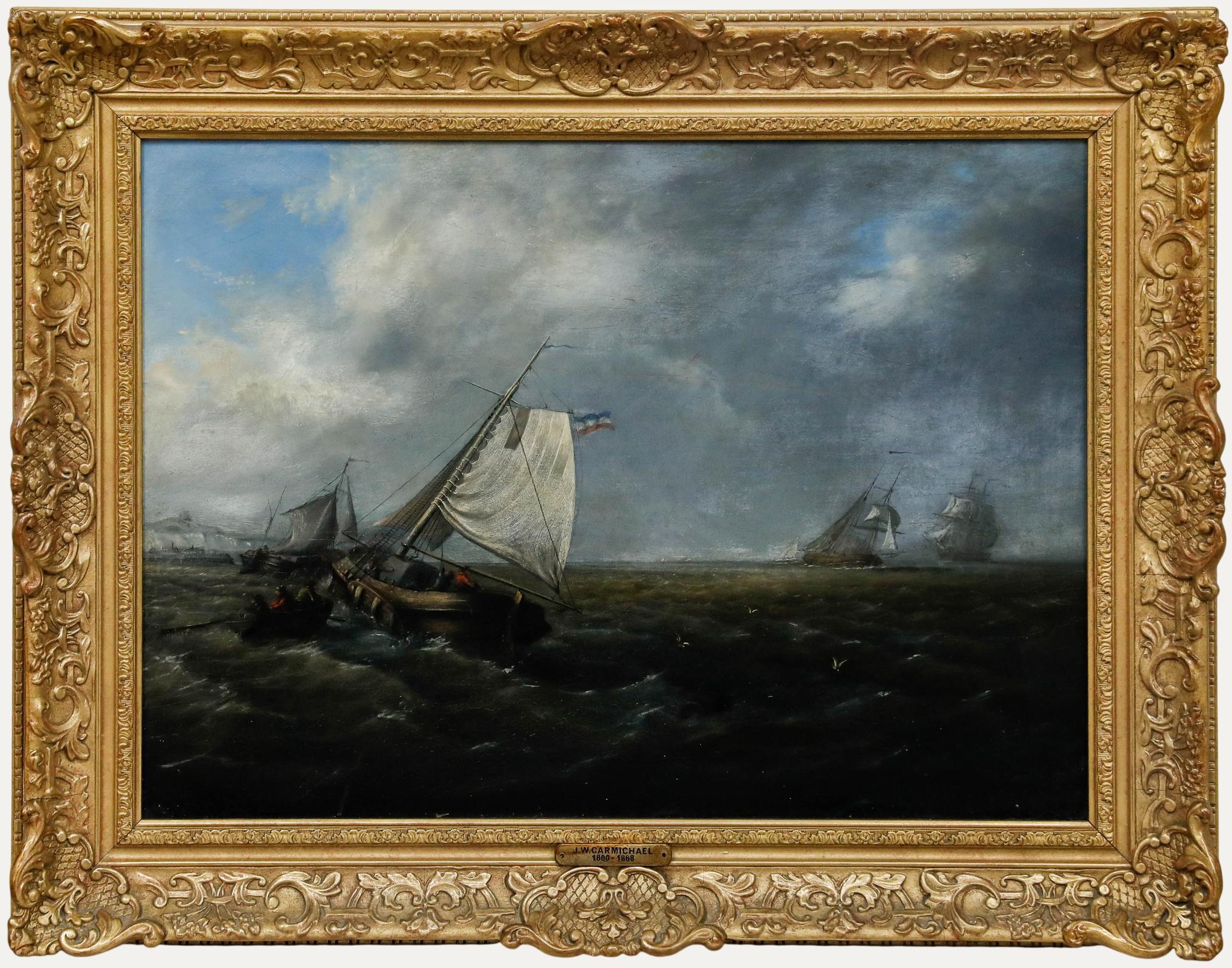 Attrib. James Wilson Carmichael (1800-1868) - Framed Oil, Vessels Off A Coast