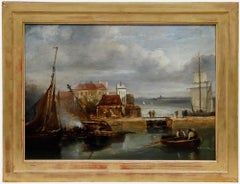 James Wilson Carmichael (1800-1868) - Gerahmtes Öl aus dem 19. Jahrhundert, Die Docks