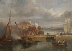 James Wilson Carmichael (1800-1868) - Signed Early 19th Century Oil, The Docks