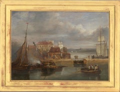 James Wilson Carmichael (1800-1868) – signiertes Ölgemälde, The Docks, frühes 19. Jahrhundert