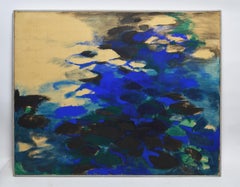 Vintage Modernist Oil Painting, Abstract View of Water Lilies by James Rayen