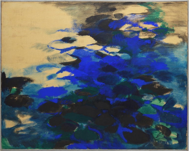 James Wilson Rayen Vintage Modernist Oil Painting Abstract View Of Water Lilies By James Rayen For Sale At 1stdibs