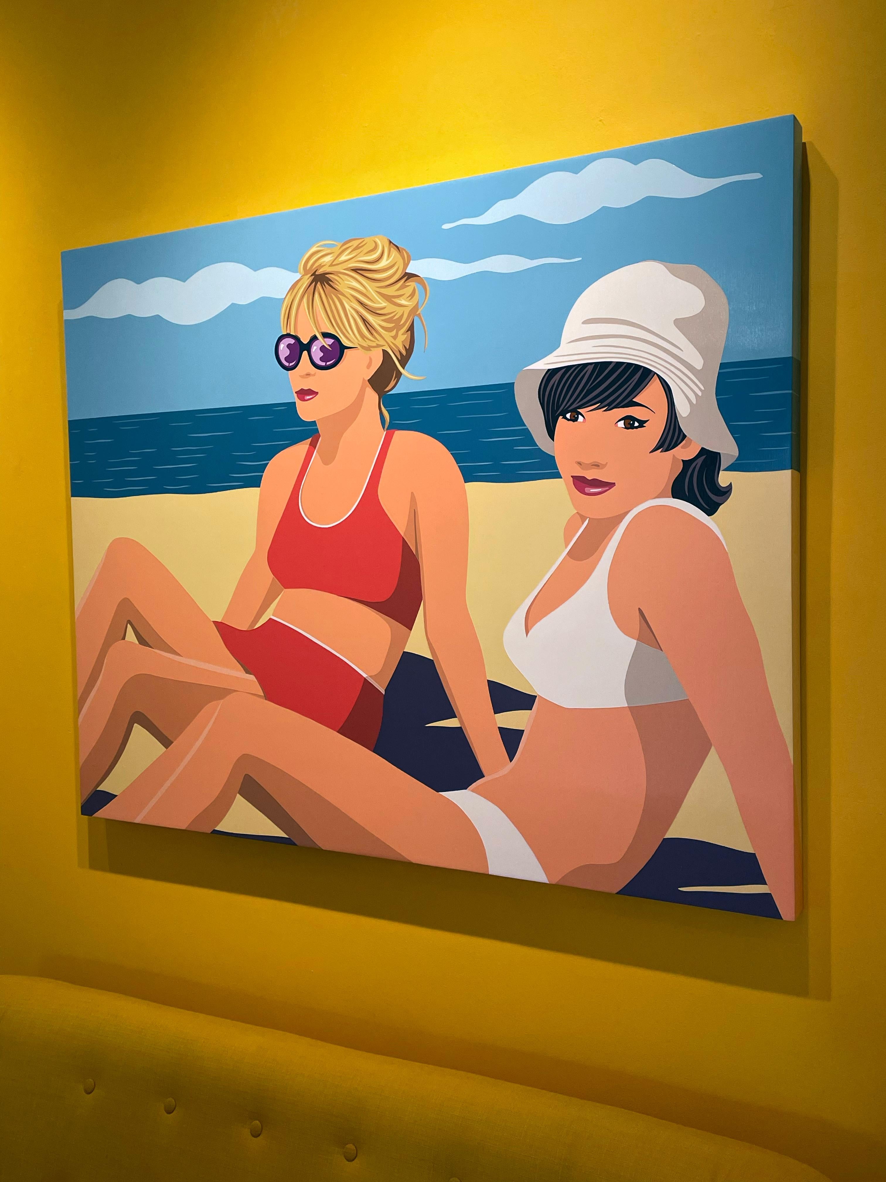 Retro_Pop_Female Portrait/Figurative_Acrylic/Gloss_James Wolanin, Beach Duo For Sale 1