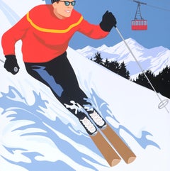 On A Winter's Day_James Wolanin_Acrylic/Gloss Varnish/Panel_Skiing_Figurative