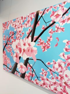 Retro Pop Portrait of Women in Acrylic on Panel_Cherry Blossoms by James Wolanin
