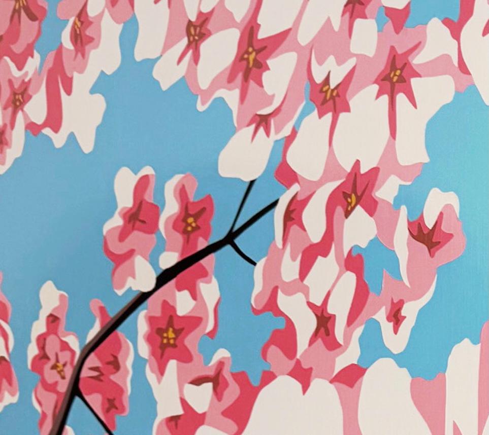 Retrato retro pop de mujer en acrílico sobre panel_Cherry Blossoms de James Wolanin en venta 6