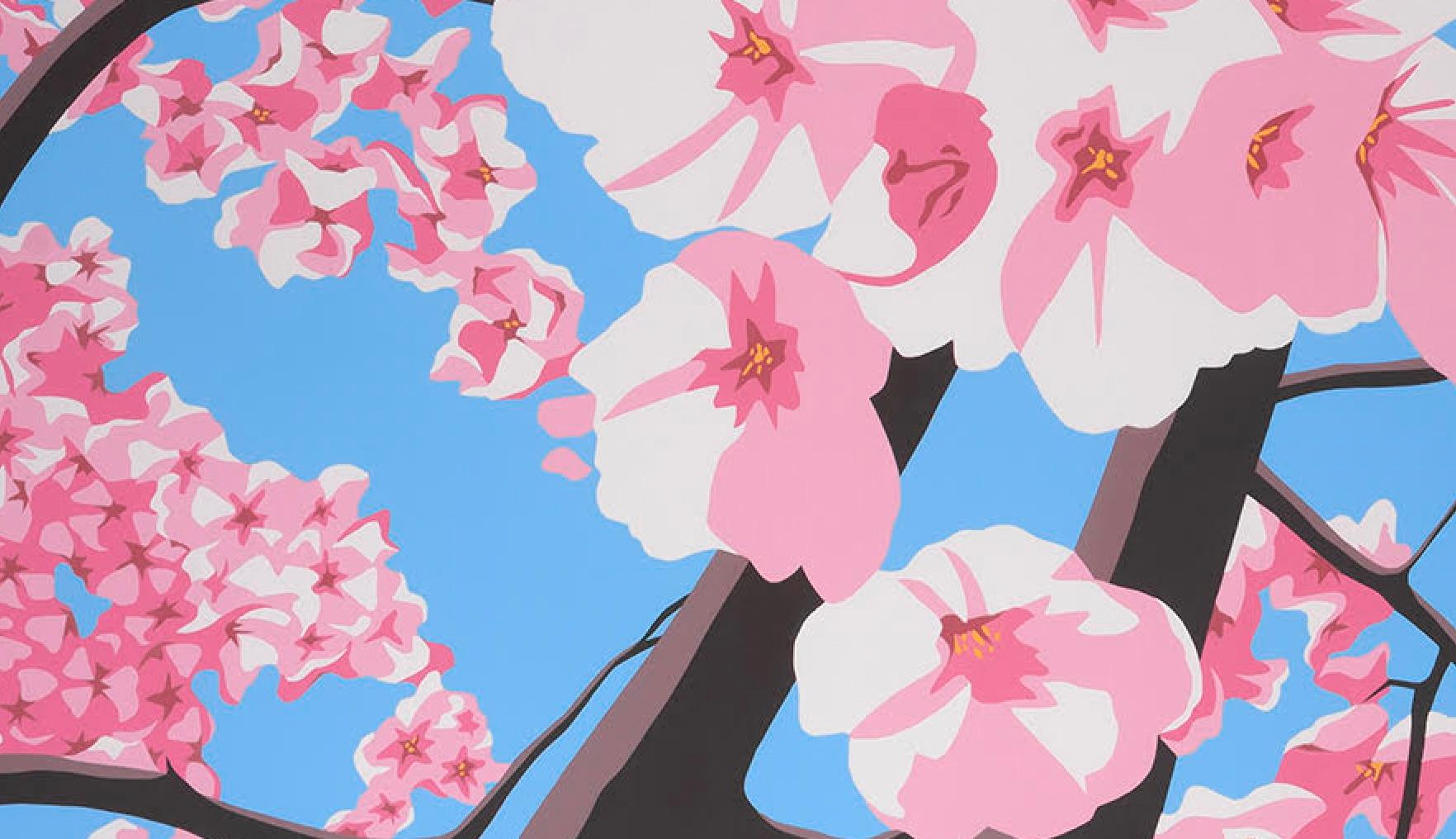 Retrato retro pop de mujer en acrílico sobre panel_Cherry Blossoms de James Wolanin en venta 8