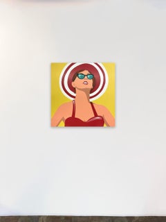 Portrait rétro pop de femmes en acrylique sur panneau_Imagine de James Wolanin