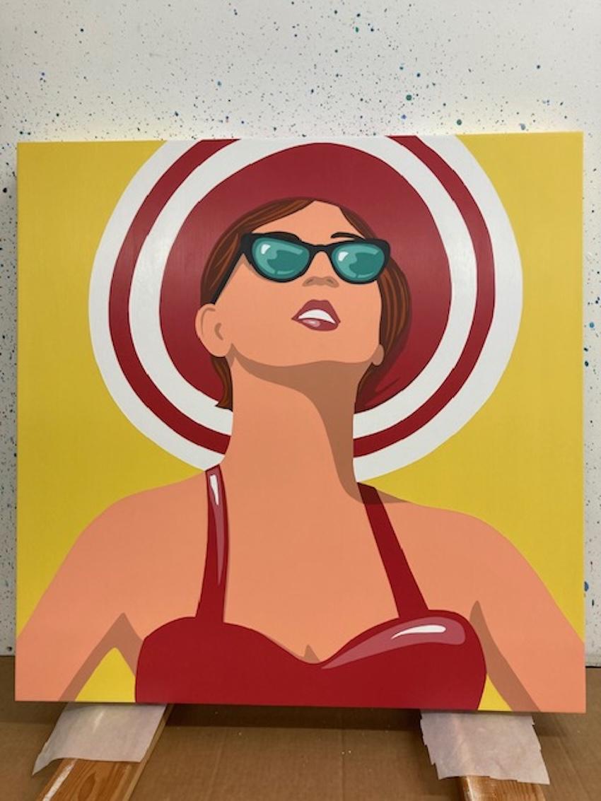 Retro Pop Portrait of Women in Acrylic on Panel_Imagine by James Wolanin For Sale 4