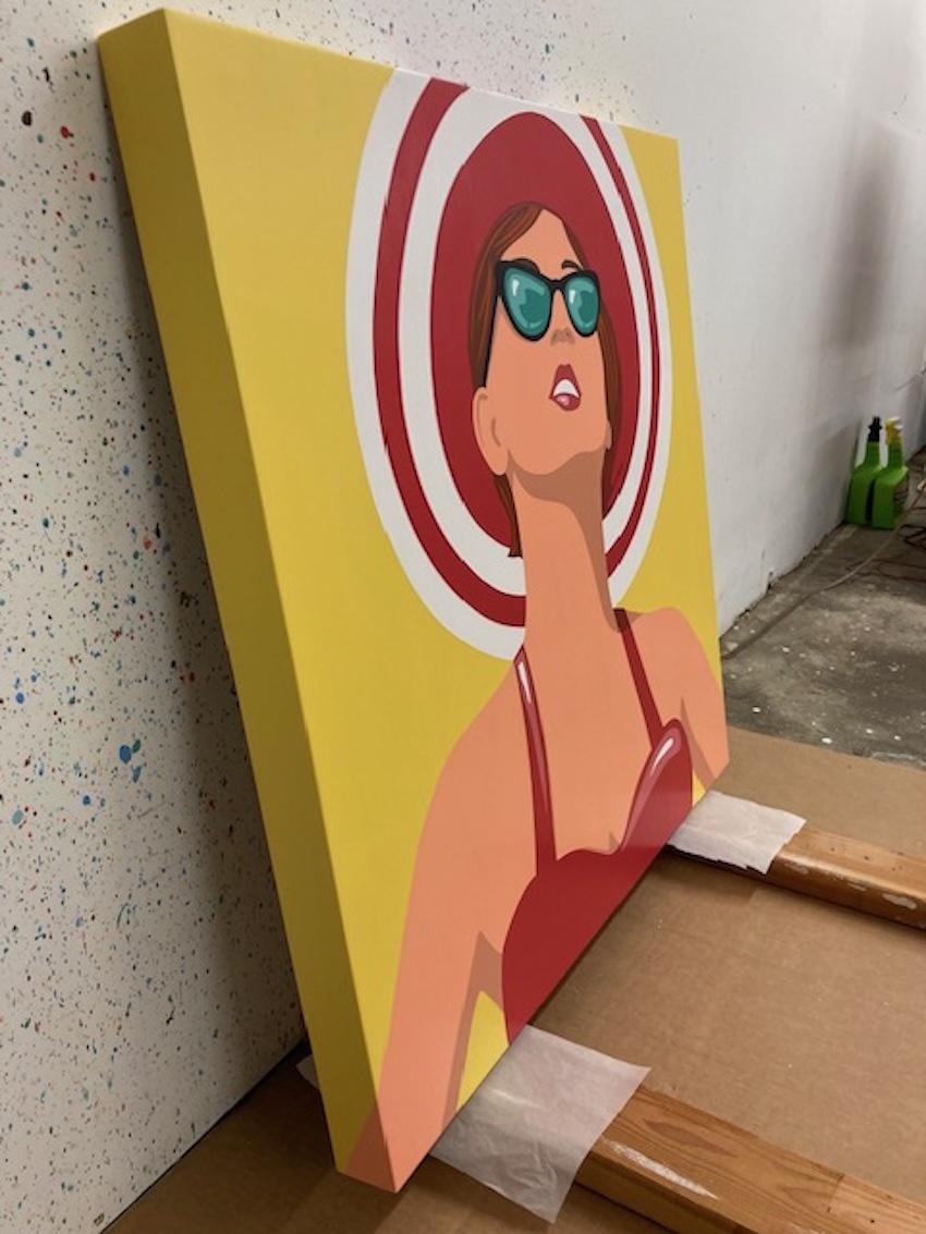 Retro Pop Portrait of Women in Acrylic on Panel_Imagine by James Wolanin For Sale 5