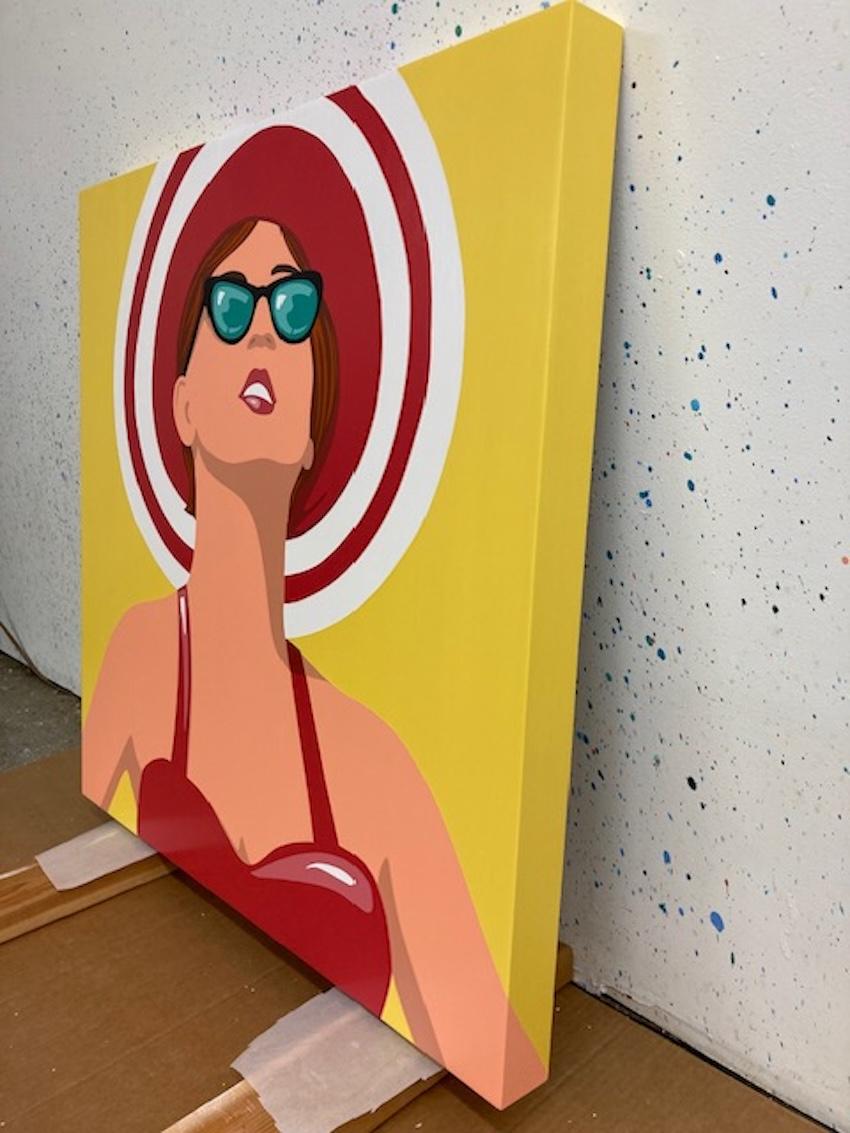 Retro Pop Portrait of Women in Acrylic on Panel_Imagine by James Wolanin For Sale 6