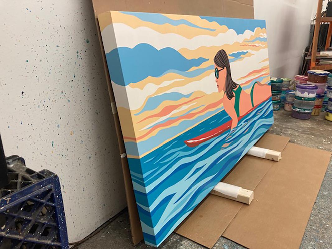 Chica surfista retro_Pop Art/Figurativo_James Wolanin, Atlantis en venta 2