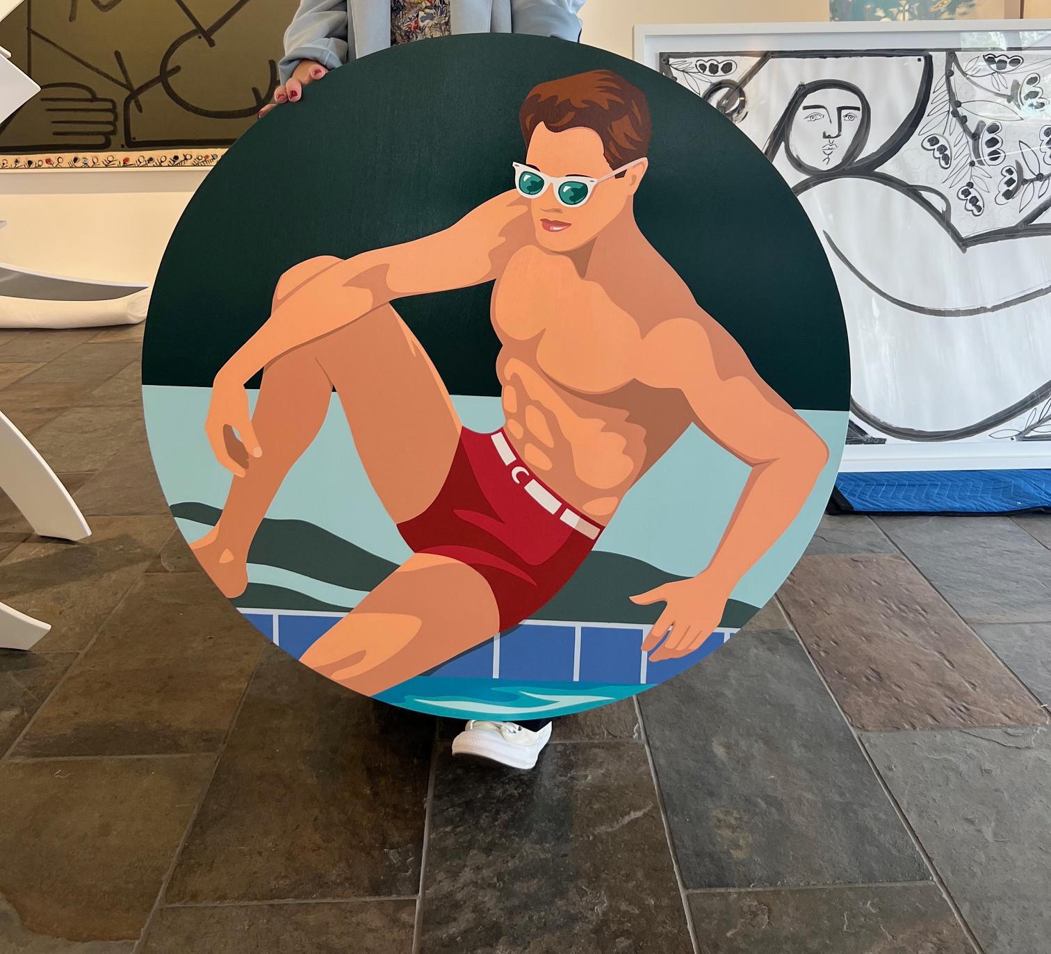 The Look_James Wolanin_Acrylic/Gloss Varnish/ Round Panel_Swimmer For Sale 1