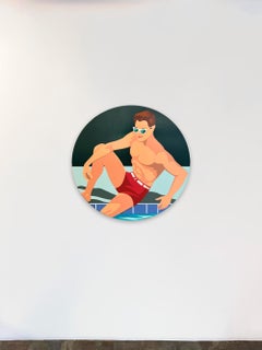 The Look_James Wolanin_Acrylic/Gloss Varnish/ Round Panel_Swimmer