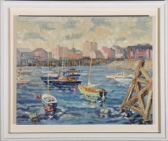 James Wolfenden - Óleo firmado del siglo XX, Edificios perdidos, Bahía de Cardiff