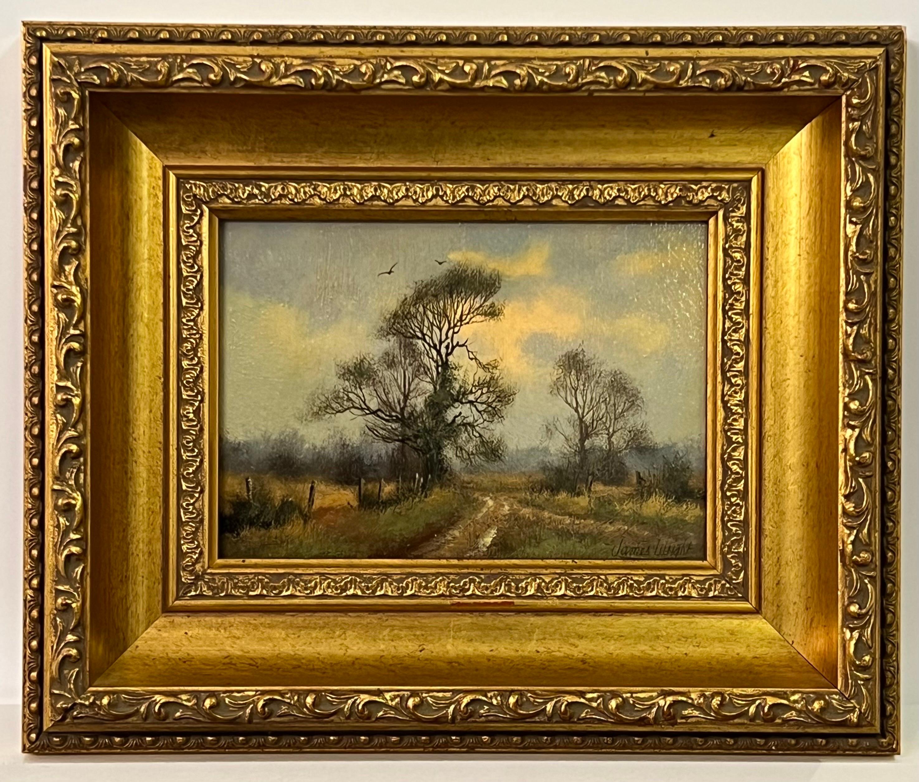 Country Lane with Trees & Birds in English Countryside by 20th Century Artist For Sale 2