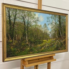 Dog Walk in a Silver Birch Woodland in the English Countryside by British Artist