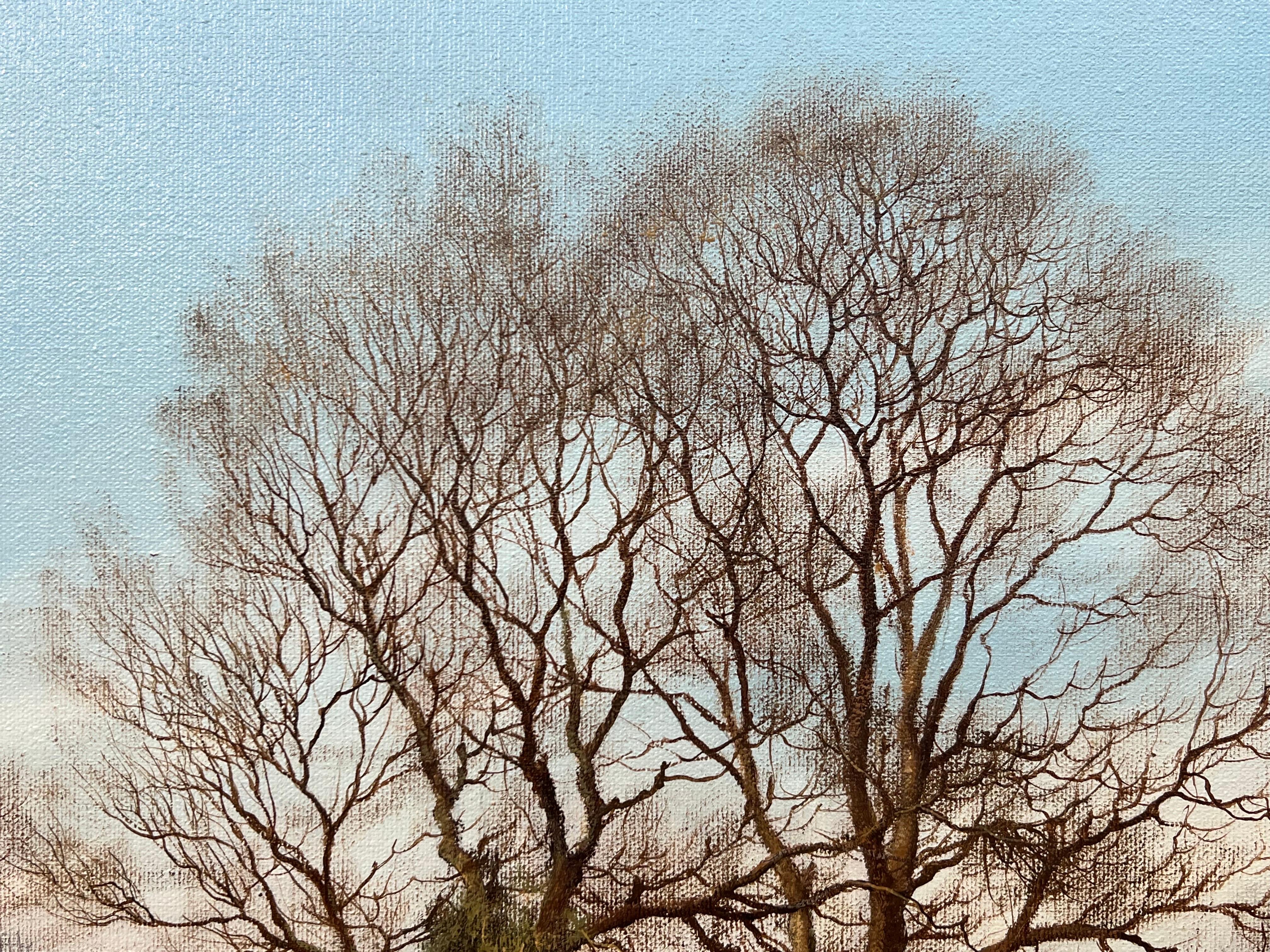 Englische Landschaft und Bäume mit Pferden, Pulling Plough, britischer Künstler im Angebot 15