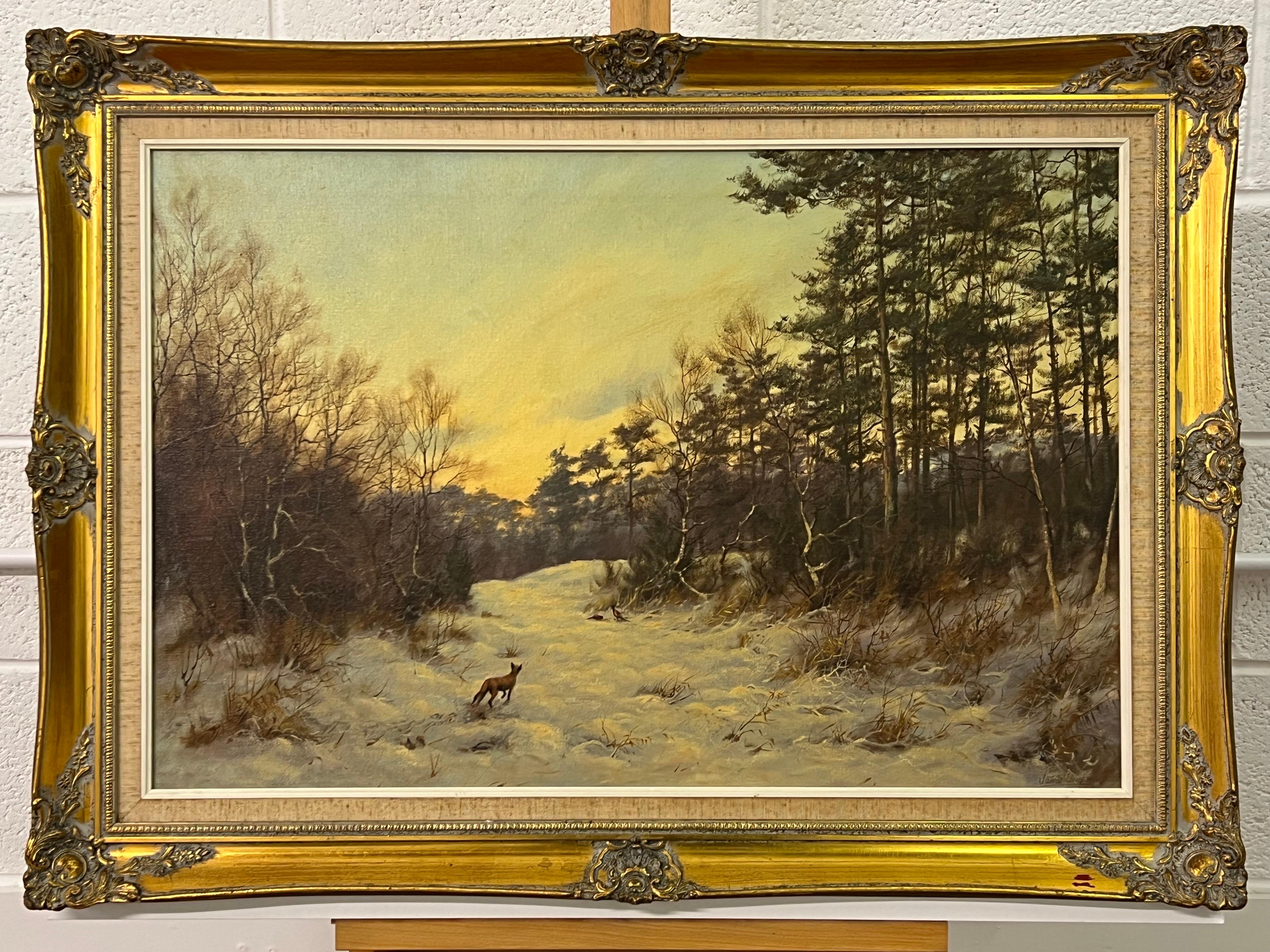 English Winter Countryside with Fox & Pheasants by 20th Century British Artist 3
