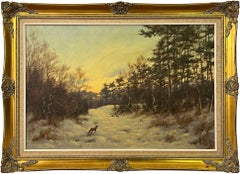 English Winter Countryside with Fox & Pheasants by 20th Century British Artist