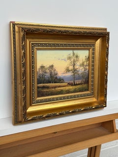 Cavallo e figura nella campagna inglese di un artista del paesaggio del XX secolo