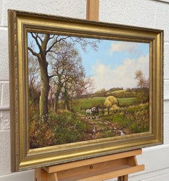 Horses with Ploughmen in the English Countryside by Realist Landscape Artist