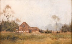 James Wright (b.1935) - Framed 20th Century Oil, Cattle by the Cowshed