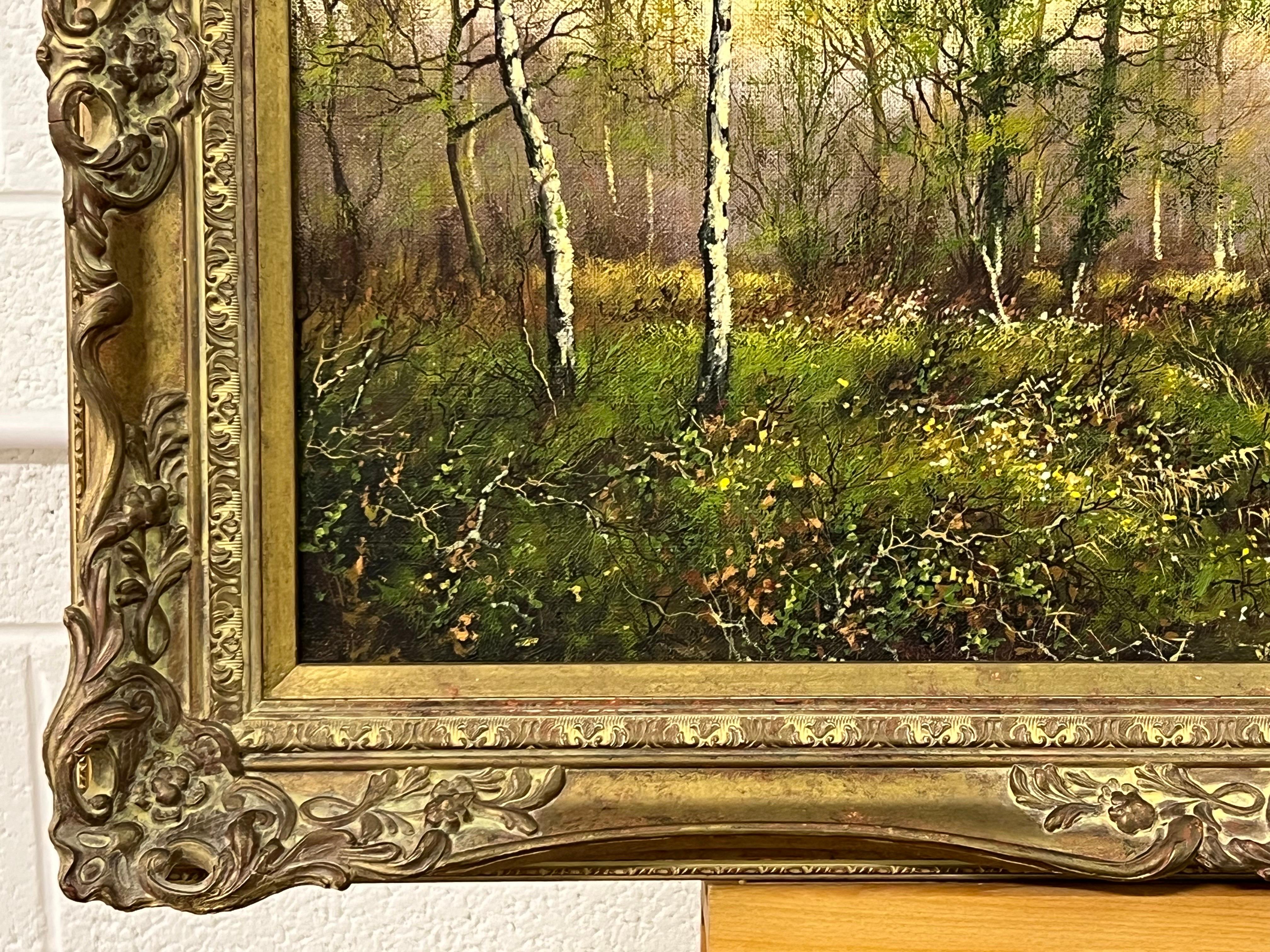 Ölgemälde einer Waldszene in der englischen Landschaft des britischen Künstlers im Angebot 3