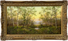 Vintage Oil Painting of a Woodland Scene in the English Countryside by British Artist