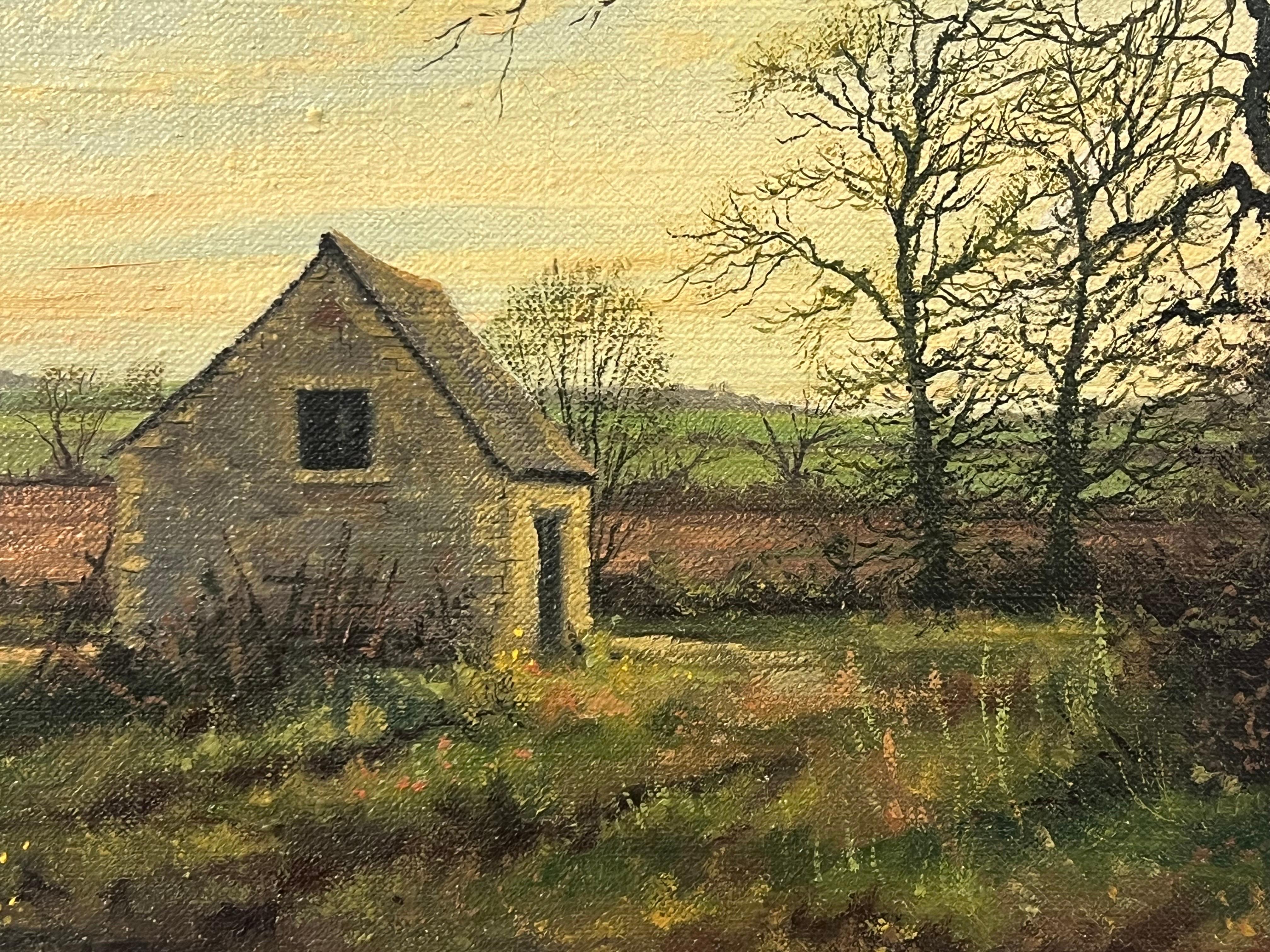 Old Barn Scene of a Farm in the English Countryside by British Landscape Artist For Sale 5