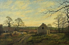 Old Barn Scene of a Farm in the English Countryside by British Landscape Artist