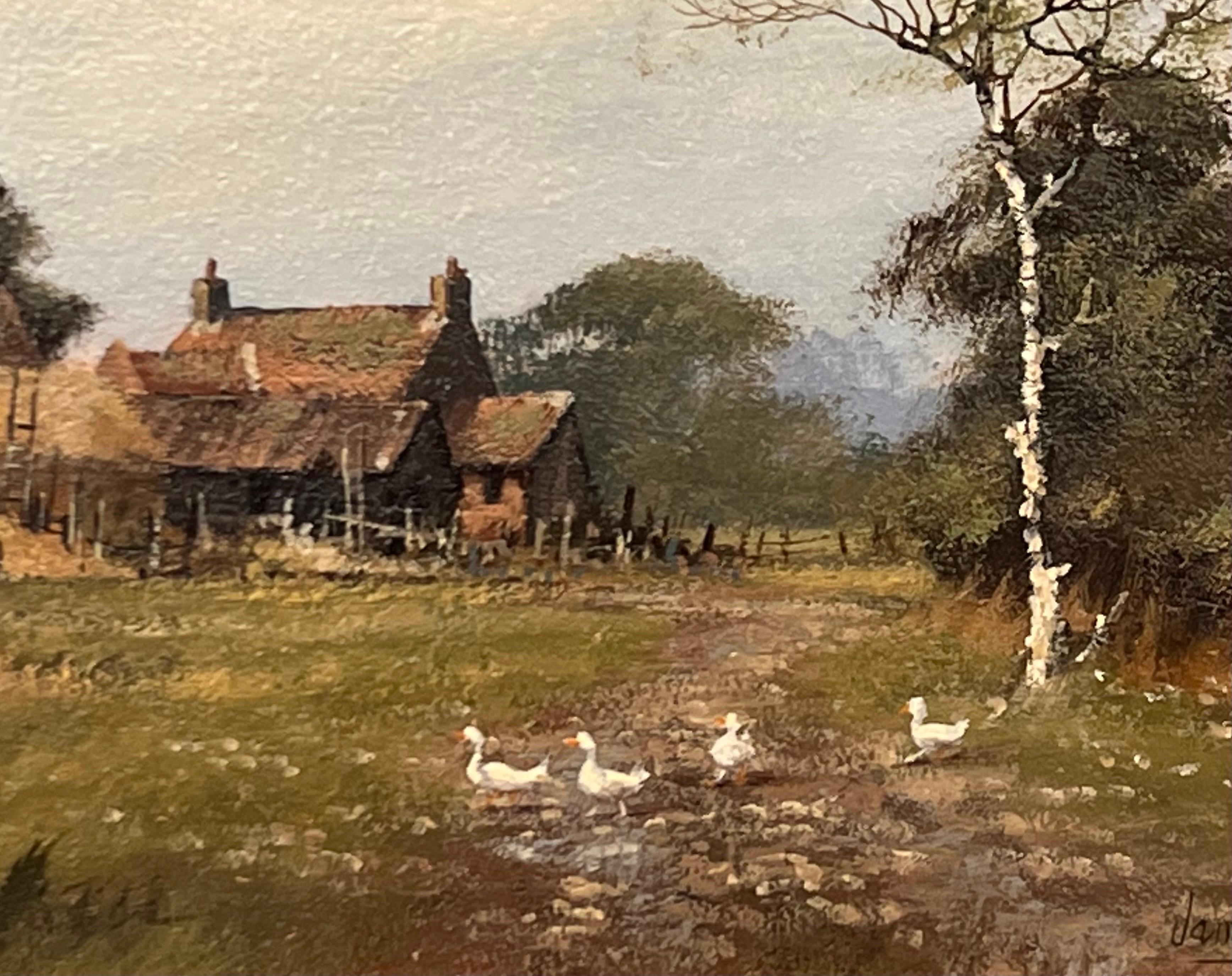 Painting of Farm with Geese in the English Countryside by 20th Century Artist 5