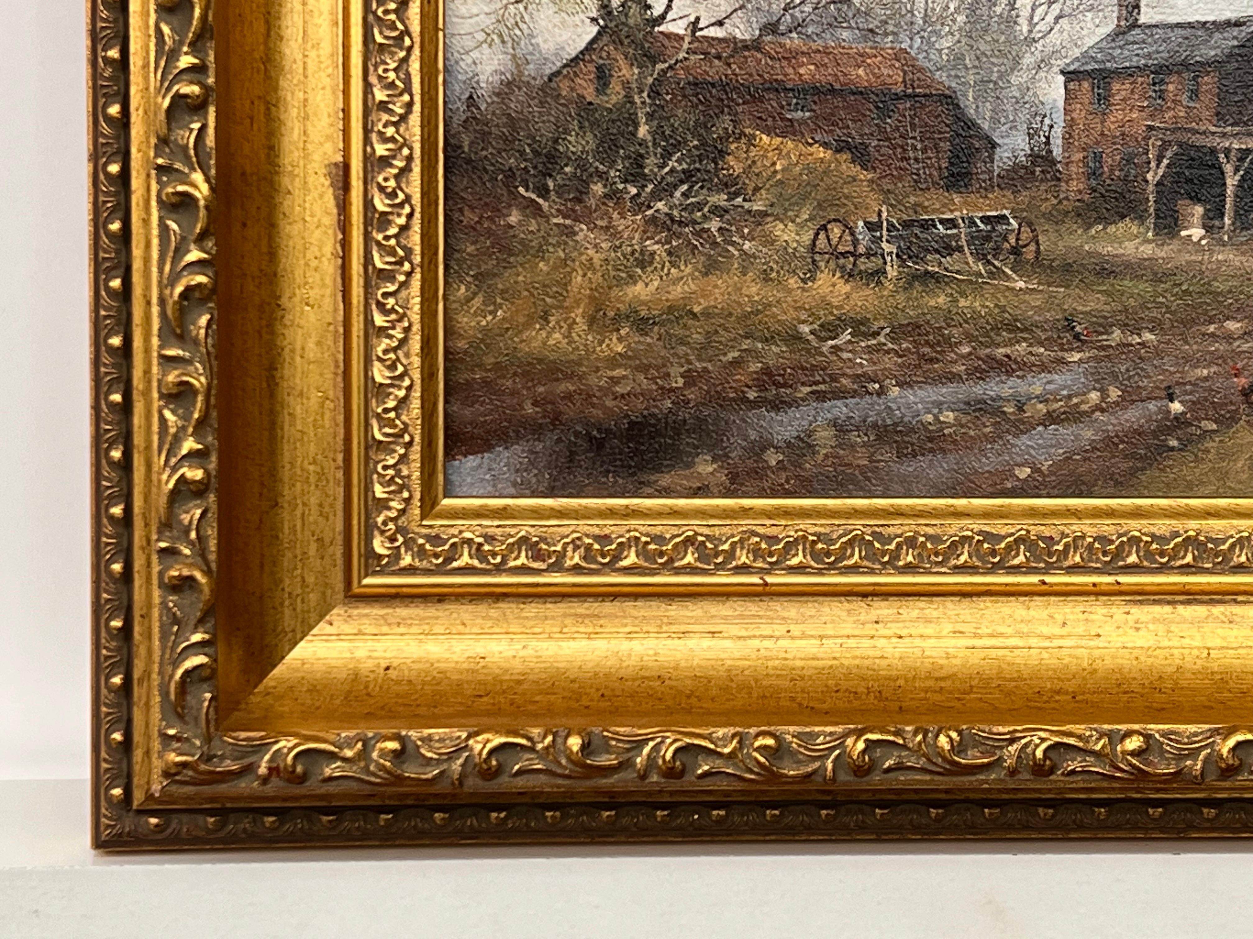 Gemälde eines Bauernhofs mit Gänseblümchen in der englischen Landschaft des 20. Jahrhunderts im Angebot 3