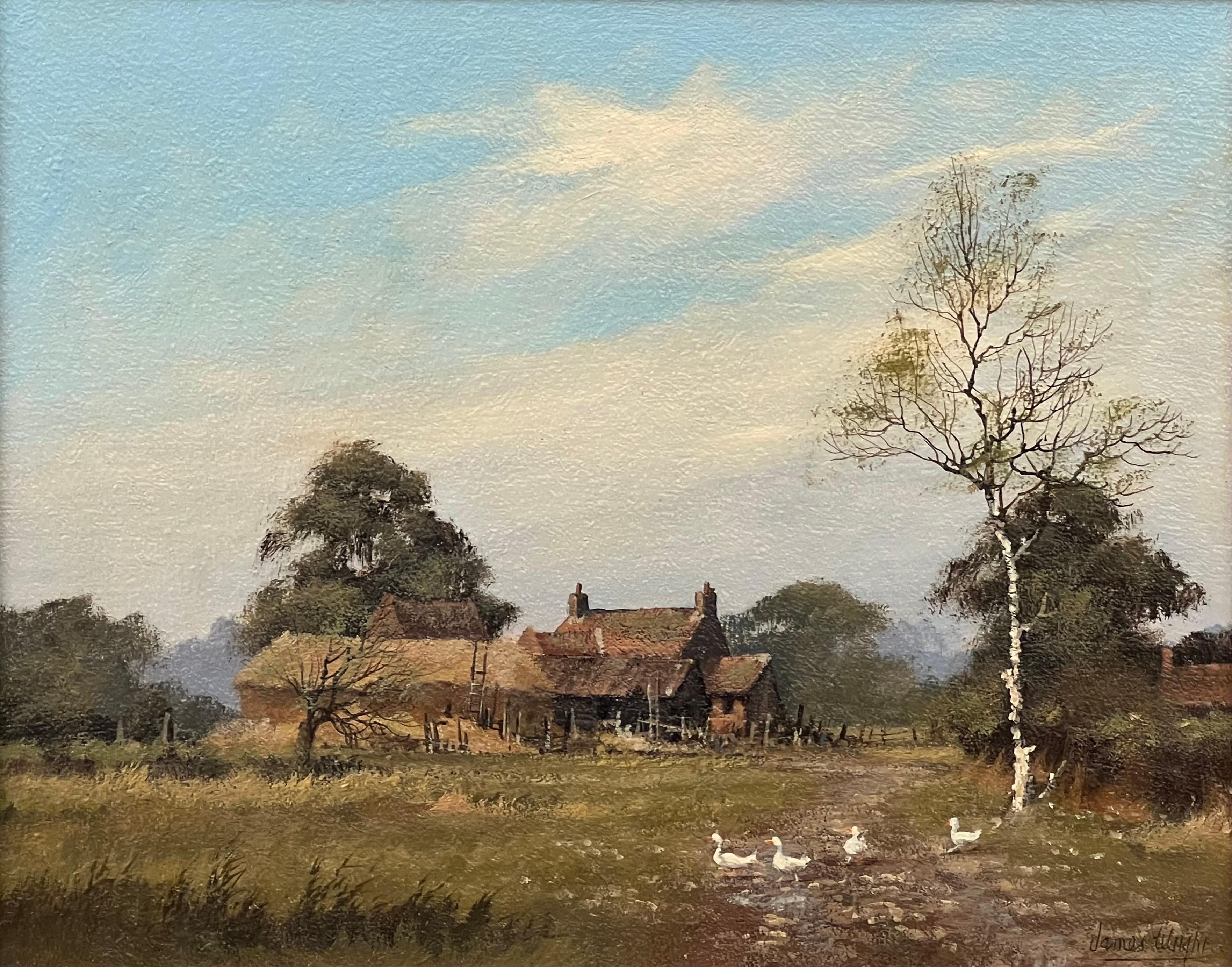 Painting of Farm with Geese in the English Countryside by 20th Century Artist 3