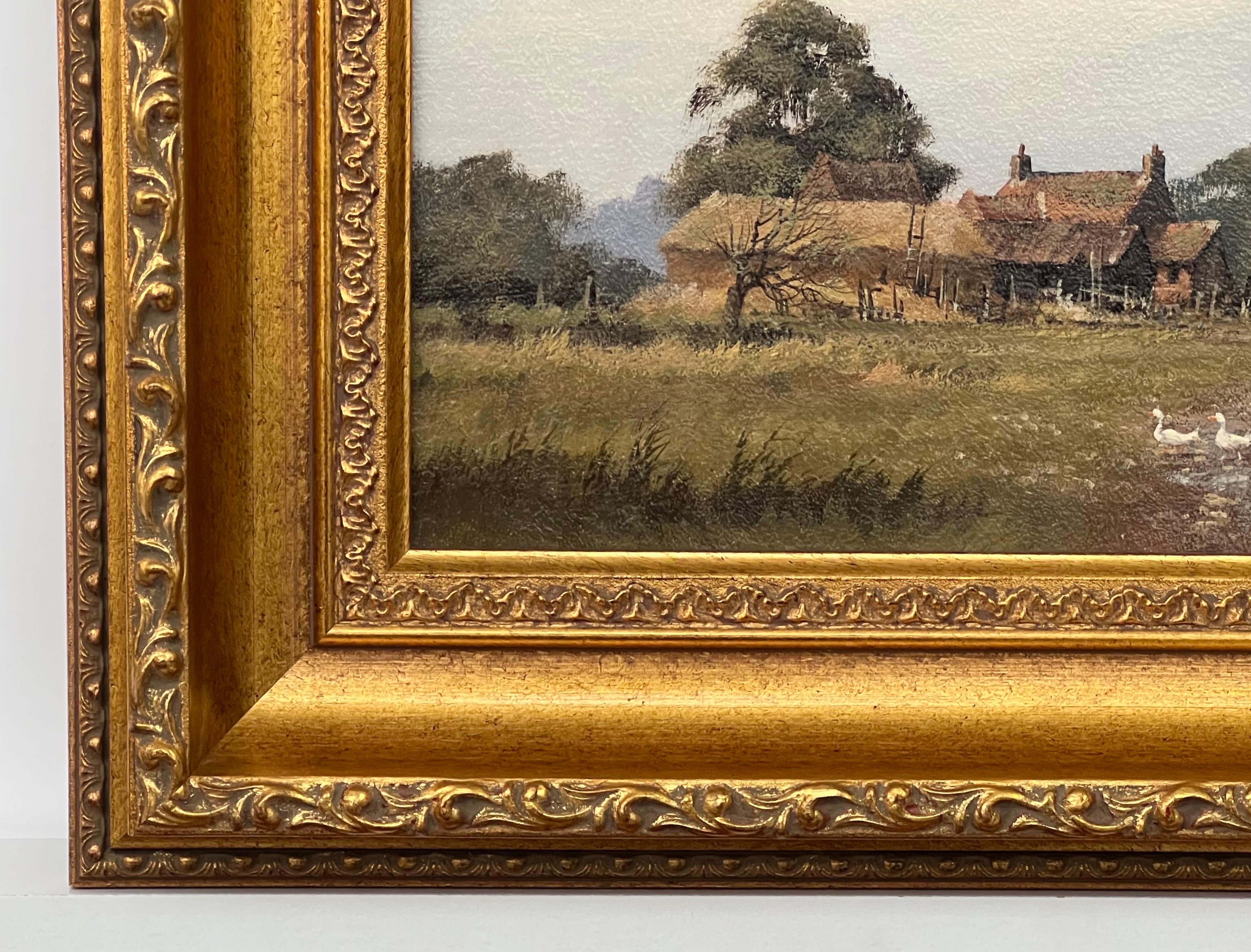 Painting of Farm with Geese in the English Countryside by 20th Century Artist 4
