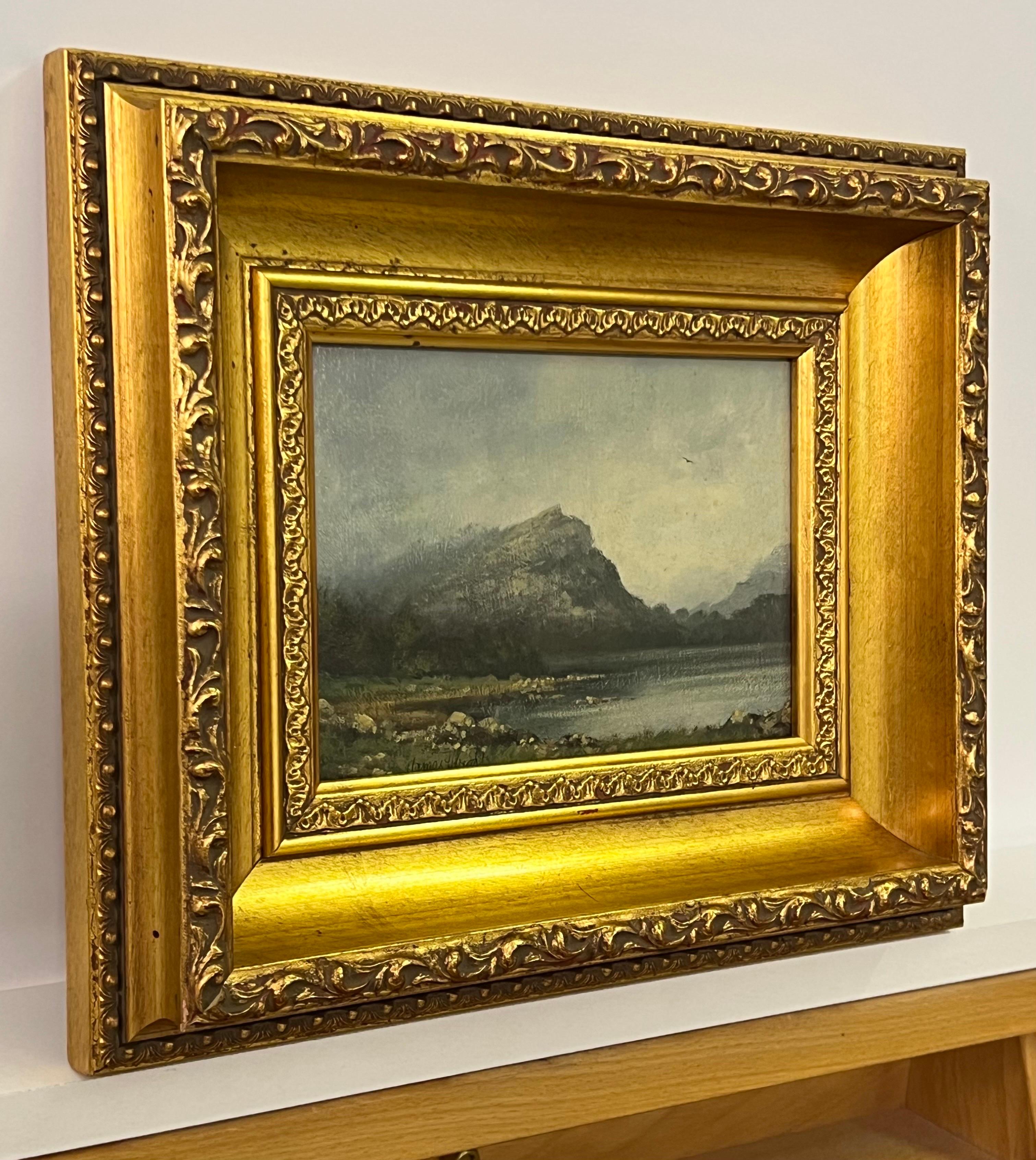 Gemälde von See und Bergen in England des britischen Landschaftsmalers des 20. Jahrhunderts – Painting von James Wright