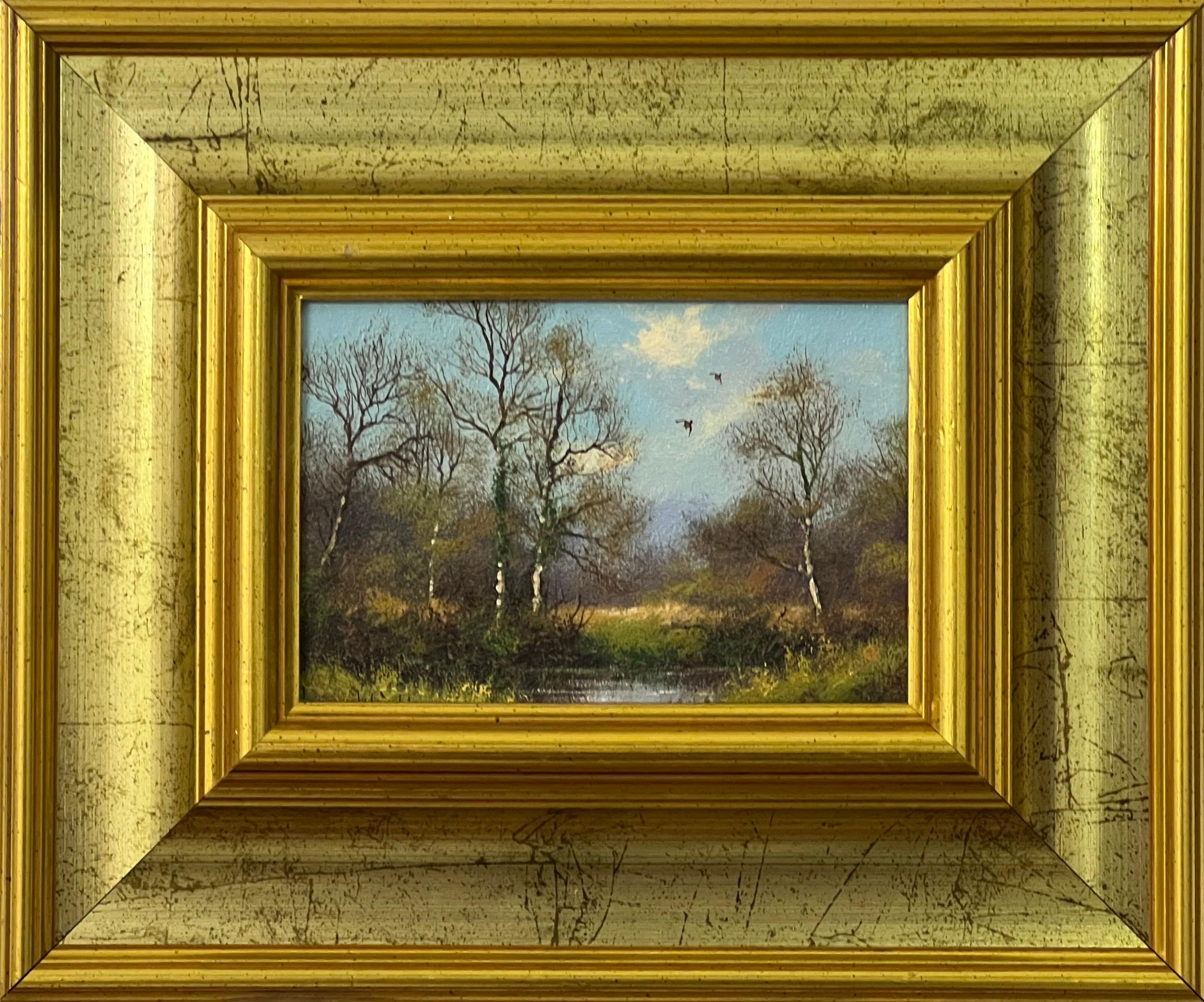 Painting of Lake & Trees in the English Countryside by 20th Century Artist