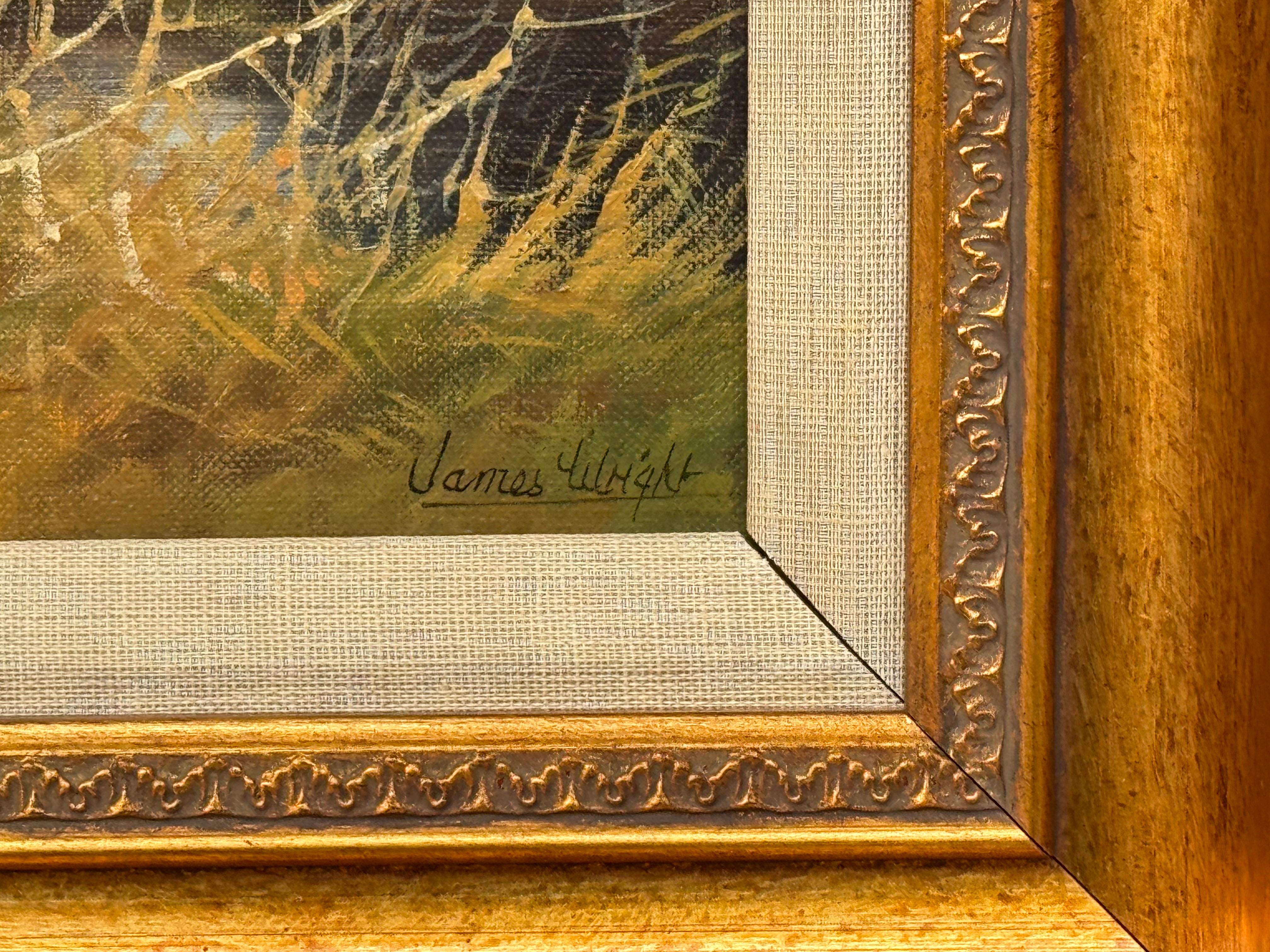 Painting of River Winter Trees in the English Countryside by 20th Century Artist For Sale 8