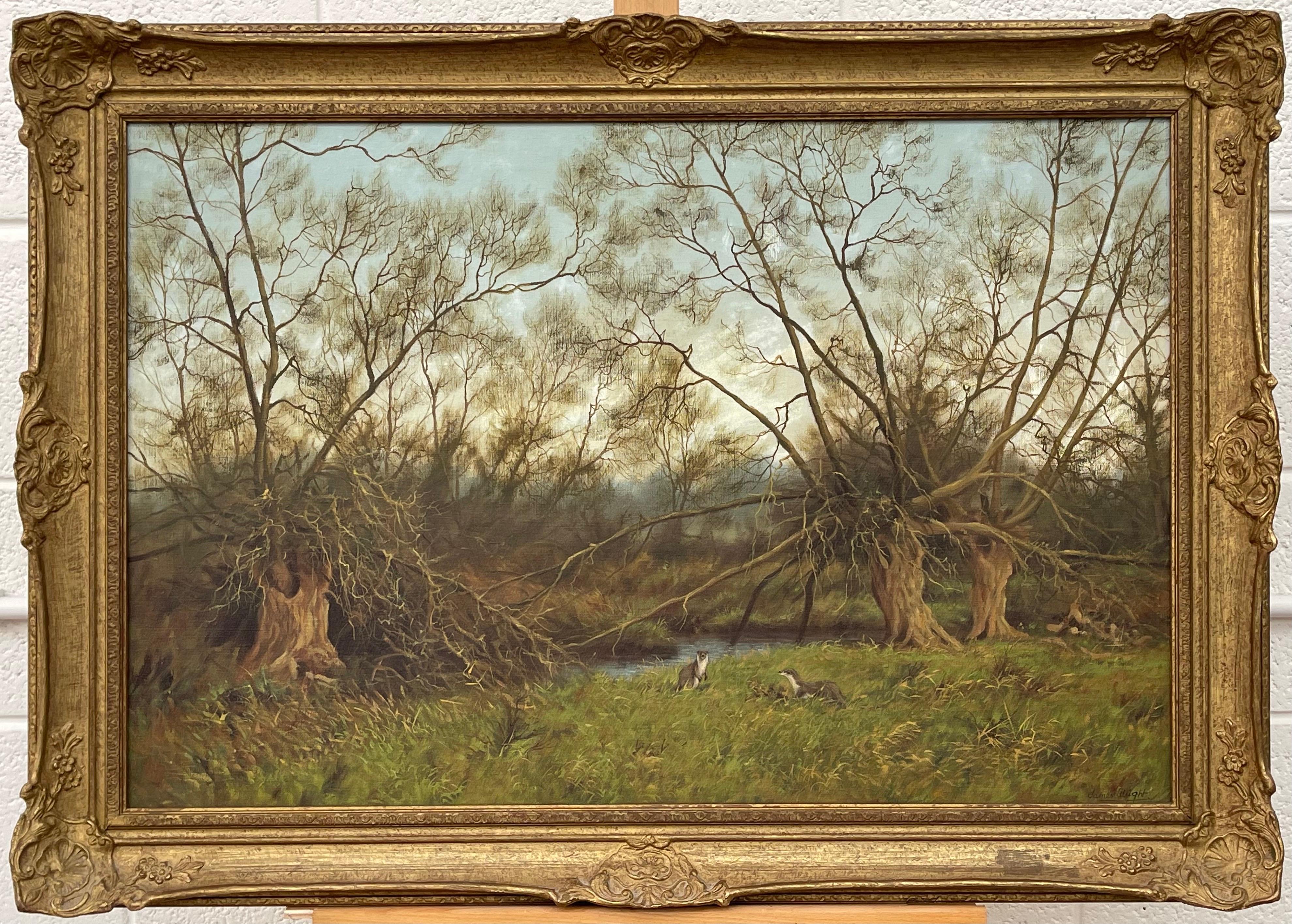 Gemälde der englischen Landschaft mit Flussottern von Modern British artist im Angebot 9