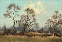 Trees & Cottage in the English Countryside by 20th Century Landscape Artist