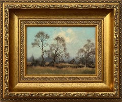 Trees & Cottage in der englischen Landschaft des 20. Jahrhunderts von Landschaftsmaler