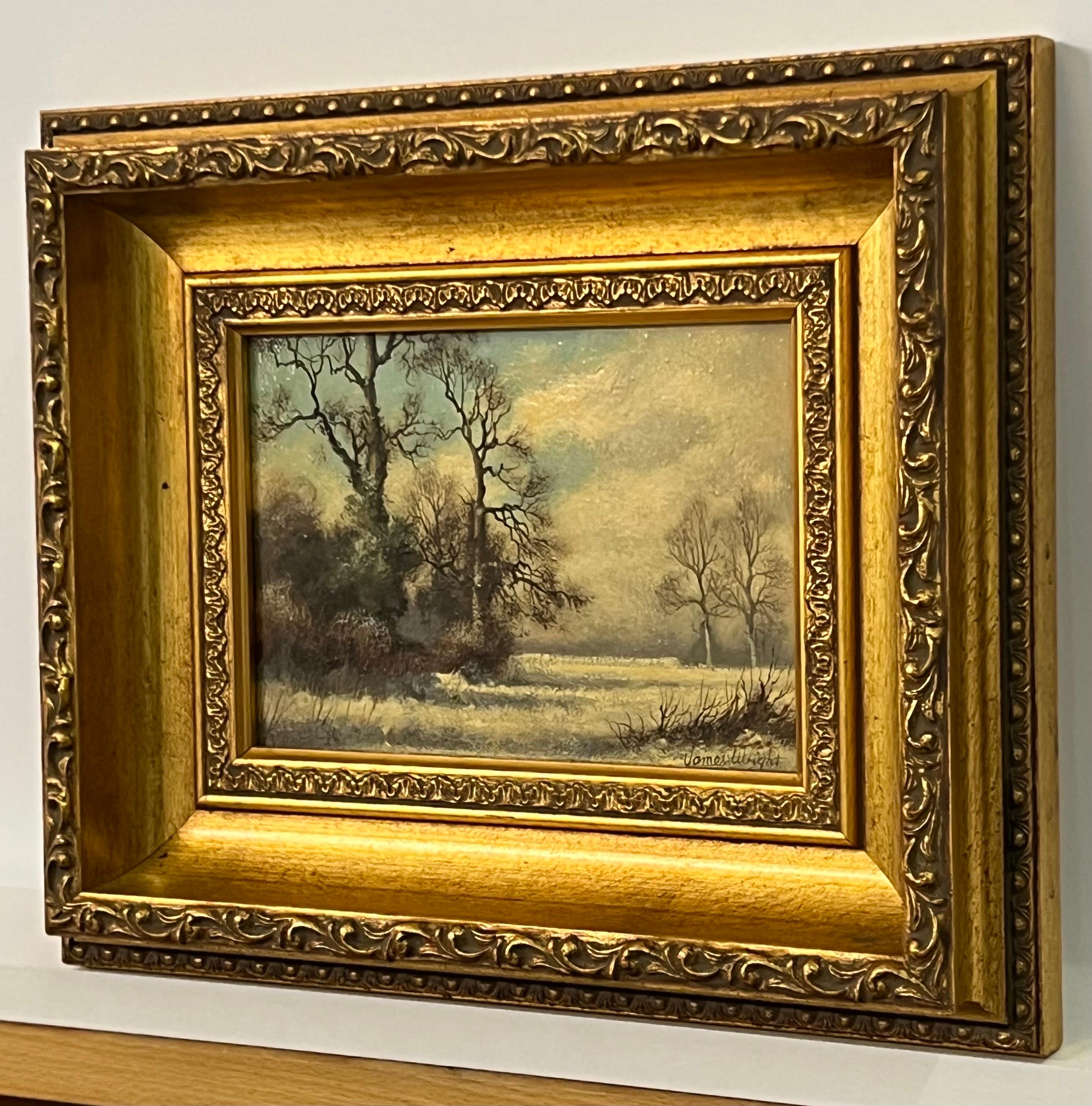 Winter Landscape Snow Scene in the English Countryside by 20th Century Artist - Romantic Painting by James Wright
