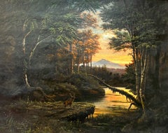 Paisaje con ciervos de James Gant - óleo sobre lienzo 42x53 cm