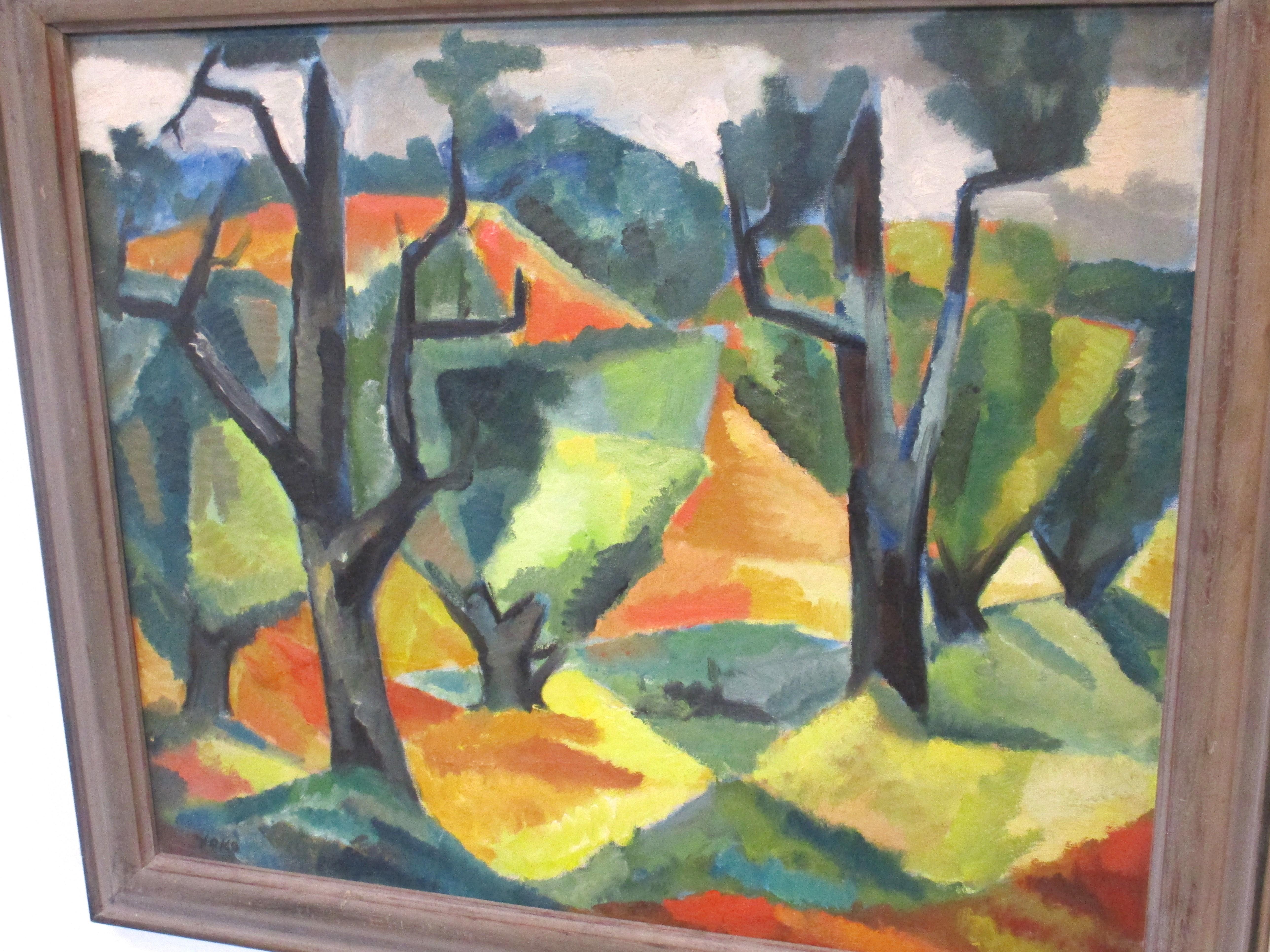 American James Yoko Mid Century Landscape Painting