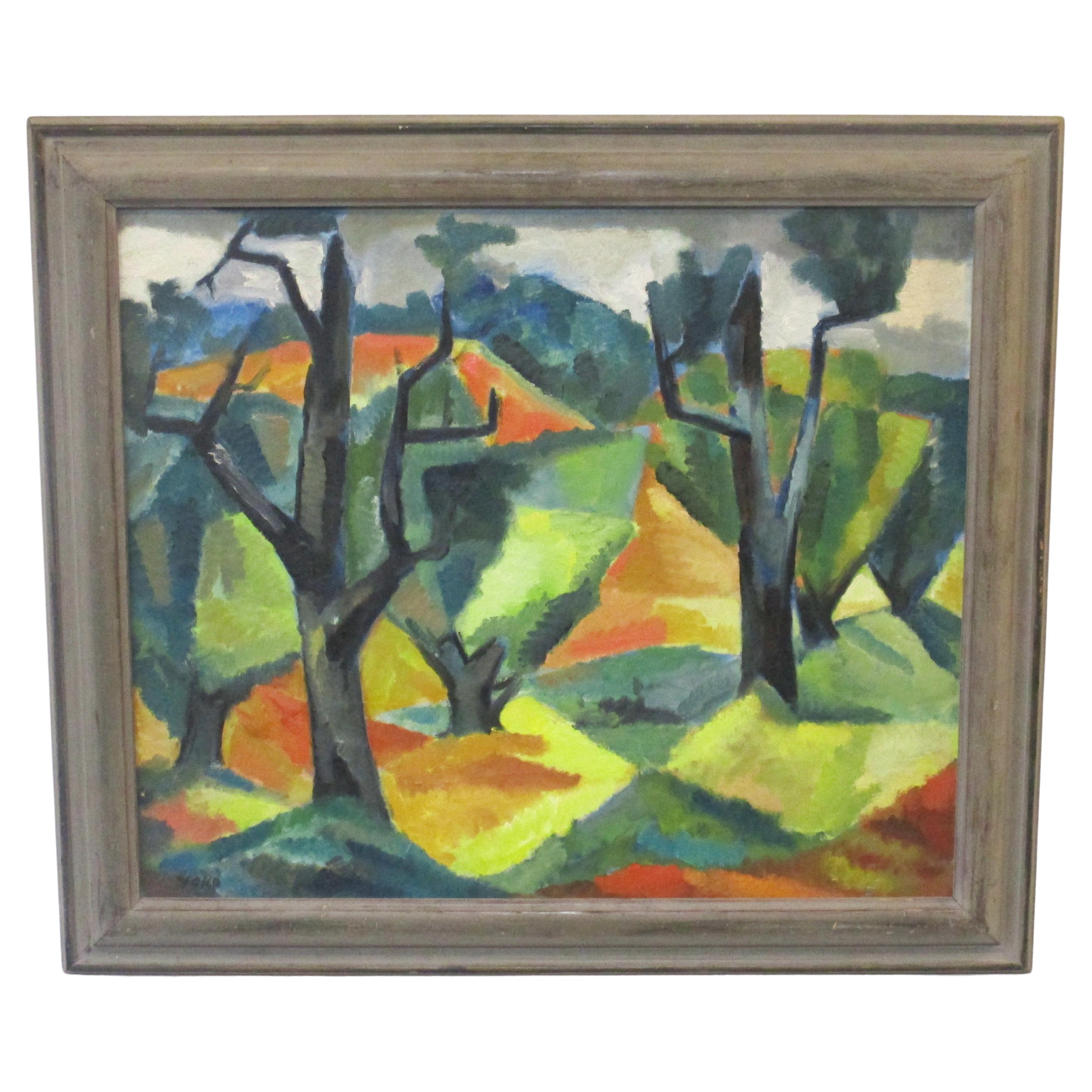 James Yoko Mid Century Landscape Painting  For Sale