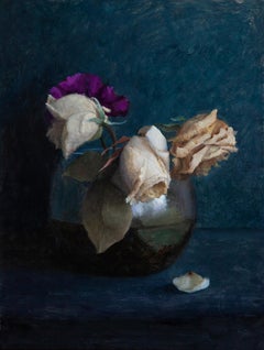 Dried Roses - original contemporary realism figurative study floral bouquet life