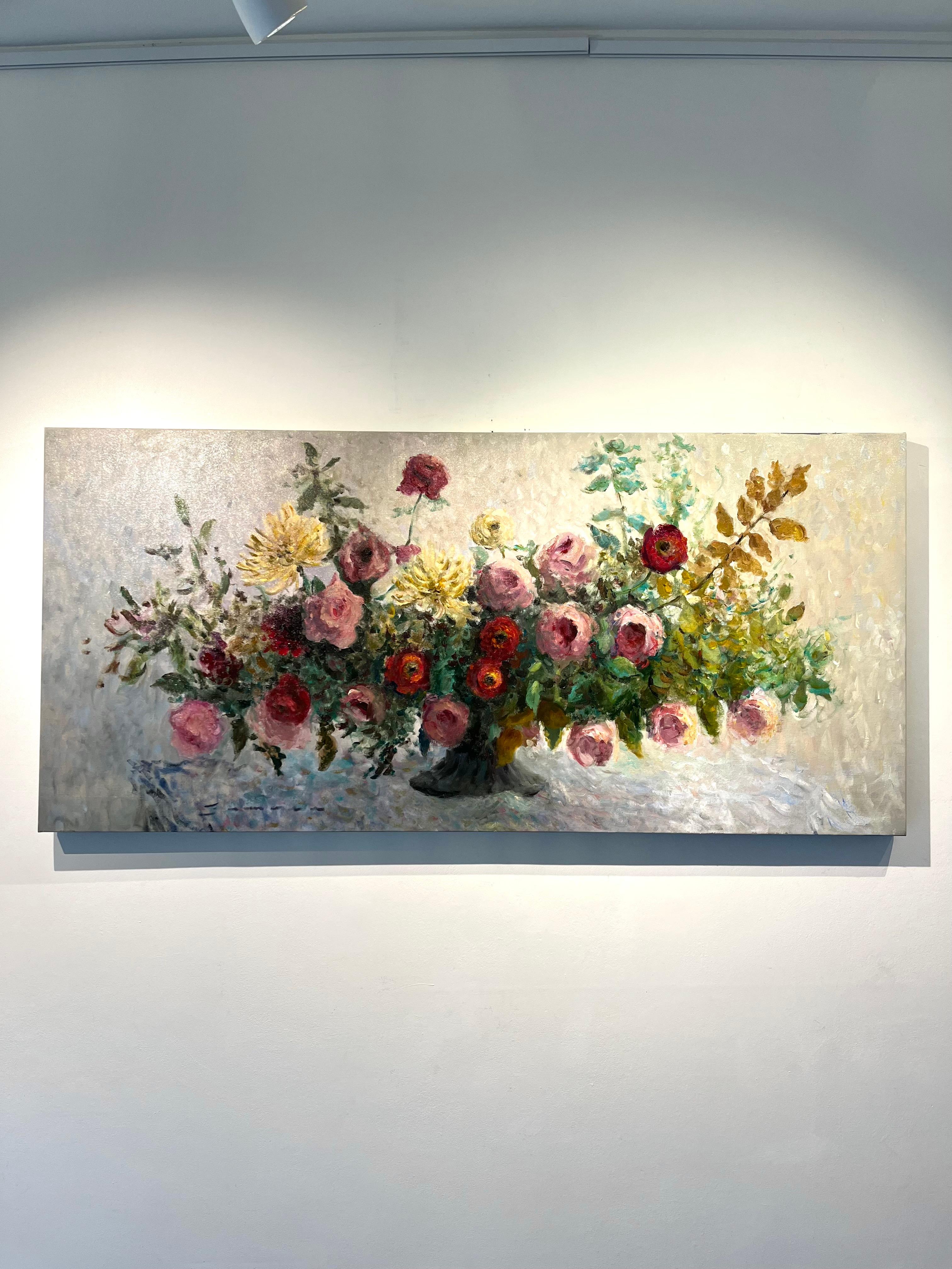 Fall Arrangement -original impressionism still life floral oil painting-Art - Painting by James Zamora