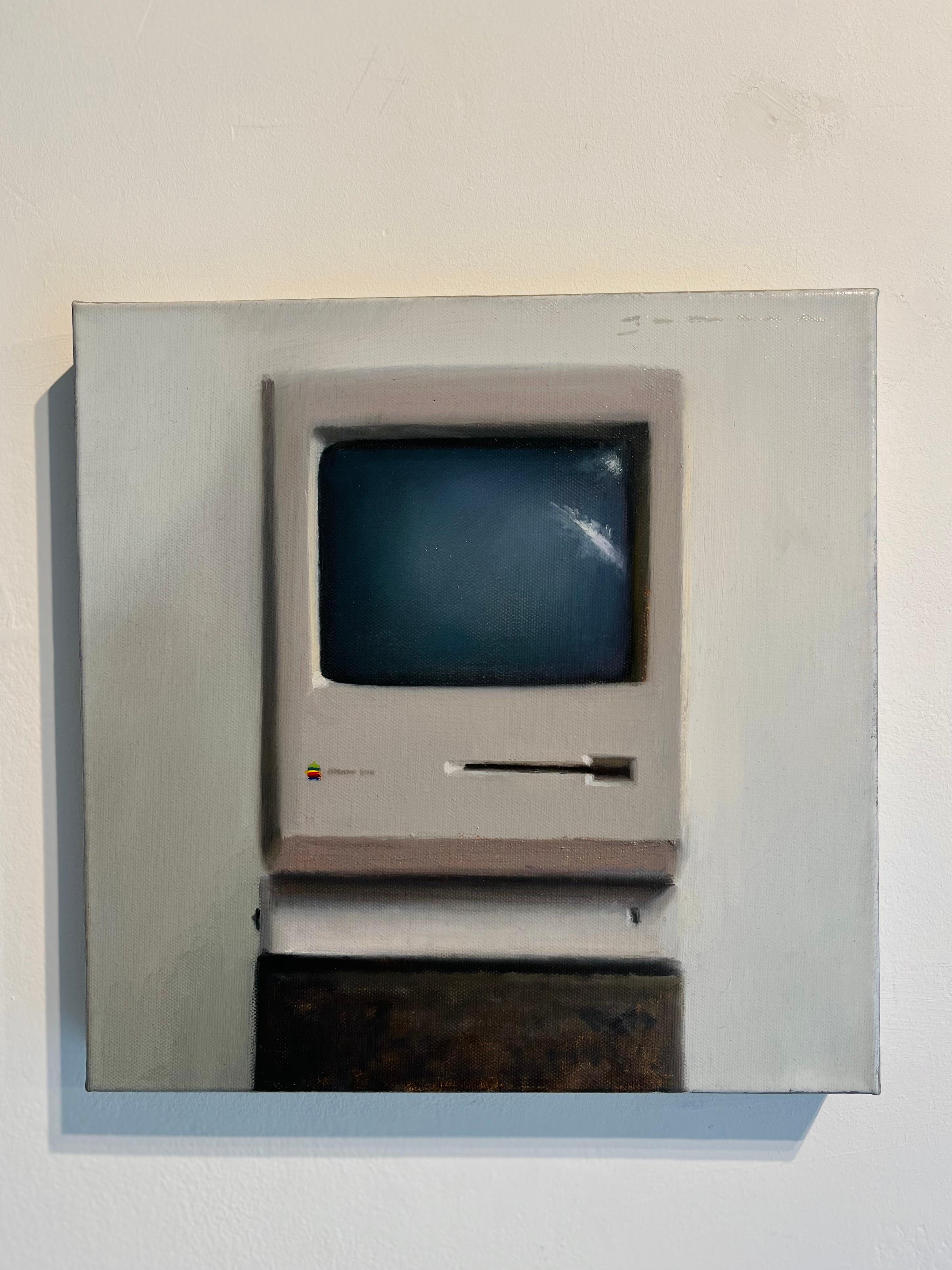 Mini Macintosh 2-original impressionism still life oil painting-contemporary Art - Painting by James Zamora